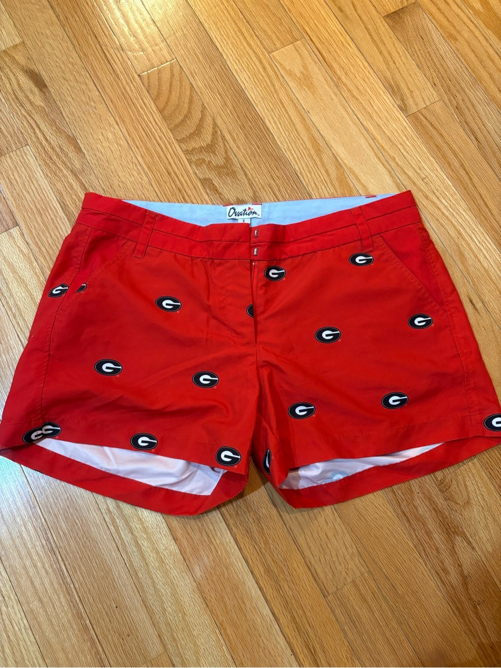 Ovation Georgia Bulldogs Game Changer Stadium Shorts Womens Size 8 Red Black